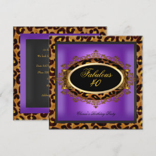 Convite Roxo Dourado Preto Aniversário Fabuloso 40