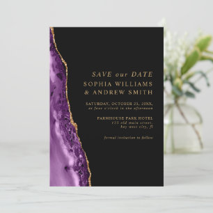 Convite Roxo & Dourado Salve a Data