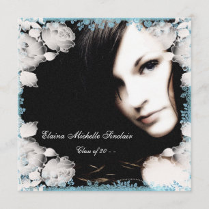 Convite Roxo e Azul Teal Foto de Meninas Graduandas