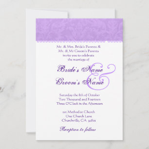 Convite roxo e branco da íris do casamento tema
