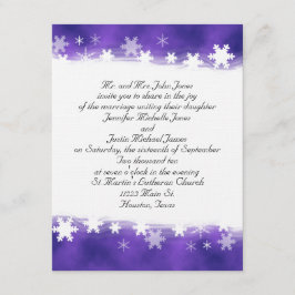Convite roxo e branco do casamento do floco de