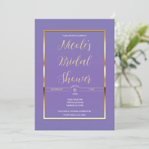 Convite Roxo e Dourado Chá de Noiva Glamour Moderno e Eleg