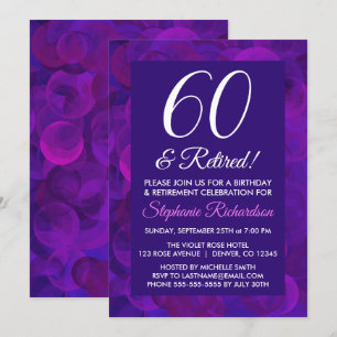 Convite Roxo Elegante 60 e Festa de Aposentadoria Aposenta