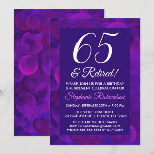 Convite Roxo Elegante 65 e Festa de Aposentadoria do Apose