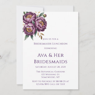 Convite Roxo Elegante Bridesmaids Luncheon
