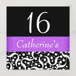 Convite Roxo elegante celebração para qualquer idade