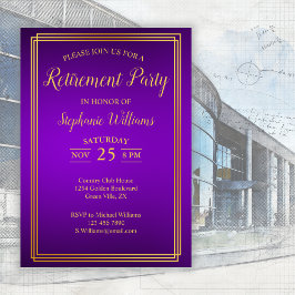 Convite Roxo Elegante Corporativo de Reforma Dourado