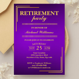Convite Roxo Elegante Corporativo de Reforma Dourado