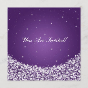 Convite Roxo elegante da faísca da estrela do chá de