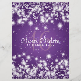 Convite Roxo elegante da faísca do inverno do partido do
