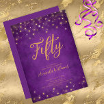 Convite Roxo Elegante e Glam Dourado 50º Aniversário<br><div class="desc">Elegante e glamouroso roxo e ouro 50 aniversários para aquele aniversário especial de 50 anos. Fácil de personalizar com todas as importantes informações de convite e mudar a personalização dos "anos" para qualquer aniversário.</div>