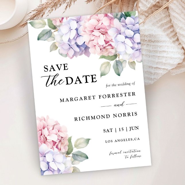 Convite Roxo Empoeirado & Rosa Cor-de-Rosa Save The Date d (Criador carregado)