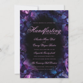 Convite Roxo Escuro Boho Bruxa Cristais Preto Handfasting
