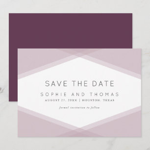 Convite Roxo Escuro Geométrico em Camada Mágica Salvar a