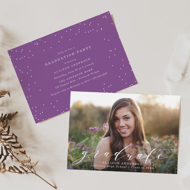 Convite Roxo | Festa de formatura de Fotografias de Script (Criador carregado)