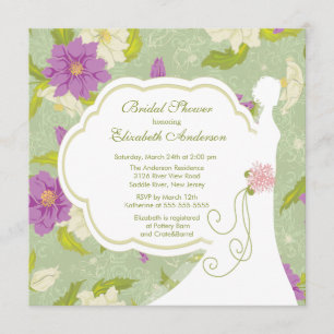 Convite Roxo floral do chá de panela da noiva
