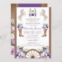 Roxo Floral Ocidental Charro Quinceanera