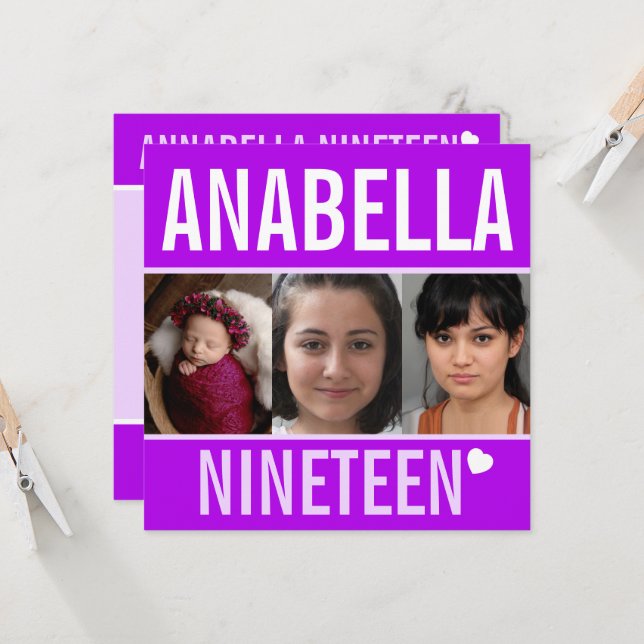 Convite roxo fotográfico de celebração do evento de festa  (Frente/Verso In Situ)