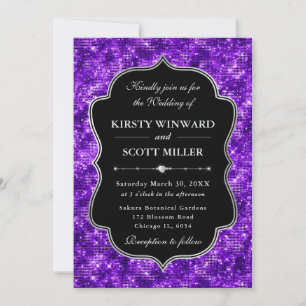 Convite Roxo Glam Brillante Brilho Elegante Casamento
