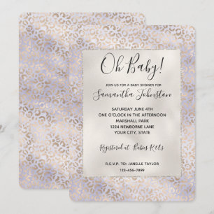 Convite Roxo Glam Metalizado Estampa Leopardo Aquarela