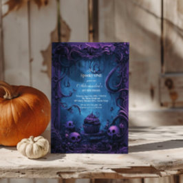 Convite Roxo Gótico Sapo Um Aniversário