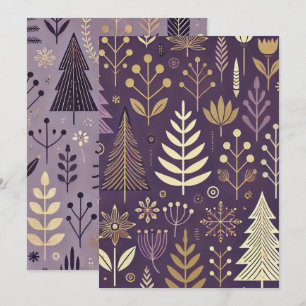Convite Roxo Imprimível e Natureza Escandinava Dourada