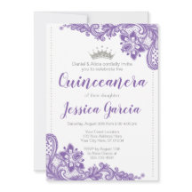 Roxo Lace e Silver Glitter Princesa Quinceañera