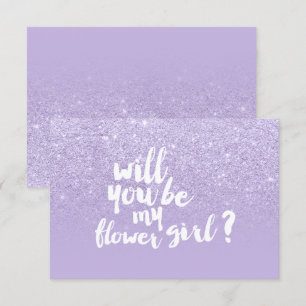 Convite Roxo lavanda falso brilho ombre menina das flores