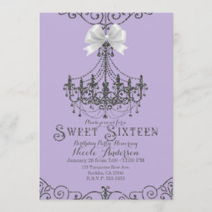 Convite Roxo Lavanda Prata Branco Arco Doce 16 Dezesseis