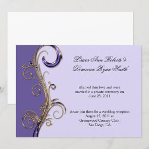 Convite Roxo Lavanda Roxo e Dourado Ornato em Espiral