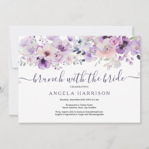 Convite Roxo Lilac Brunch com Chá Bride Floral