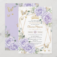 Roxo Macio Lilás Floral Borboletas Quinceanera