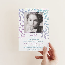 Convite Roxo Moderno + Fotografia Teal - Chamadas Mitzvah