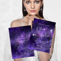 Roxo Noite Romântica do Céu Azul Roxo com RSVP