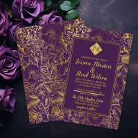 Roxo | Olhar de Folha Dourada Casamento Floral Vin