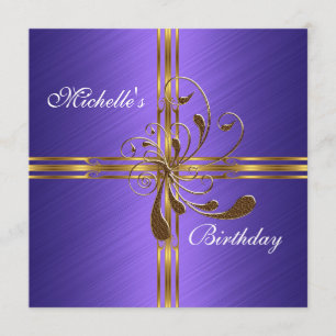Convite Roxo & Ouro Abstrato