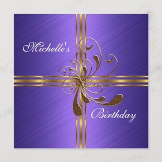 Convite Roxo & Ouro Abstrato