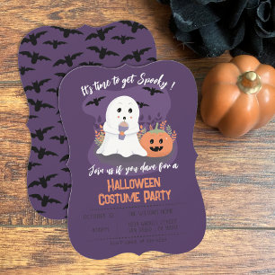 Convite Roxo para Festa de Fantasia de Halloween d