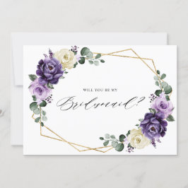 Convite Roxo Plum Ivory Dourada Floral Bridesmaid Proposta