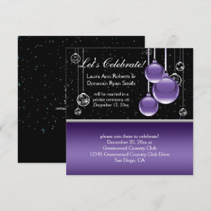 Convite Roxo Prata Preto Natal Pós Casamento