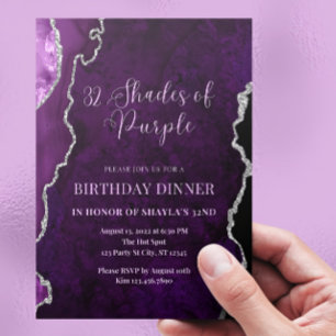 Convite Roxo Prateado Tons de Roxo Editáveis