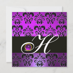 CONVITE ROXO PRETO DAMASCO MONOGRAMA AMETISTA