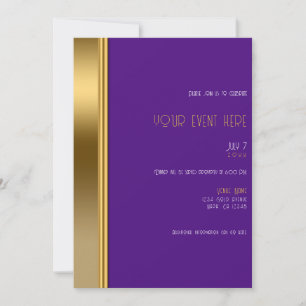 Convite Roxo Real e Dourado Glamouroso Evento ou Jantar El