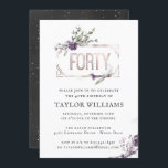 Convite Roxo Real| Ornamentado Floral Foil Frame Aniversár<br><div class="desc">Um convite simples, mas lindo, para aquarela. Este Convite de Aniversário Inspirado pela Vintage, em carvão e folha de papel Real Purple Faux é o convite perfeito para dar o tom a uma festa incrível! Adicione seu texto personalizado a este design usando as caixas "Editar este modelo de design" no...</div>