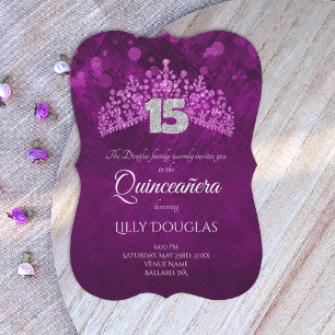 Convite Roxo Real, Quinze anos Violeta com Tiara Rosa