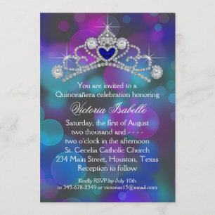 Convite Roxo Rosa Azul Turquesa Quinceanera