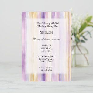 Convite Roxo Roxo Roxo Iris strips Aniversário