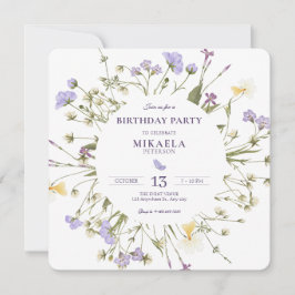 Convite Roxo Russo Flores Selvagens