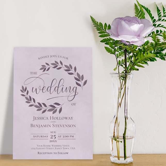Convite Roxo Rústico Deixa Casamento Lilac Elegante (Criador carregado)