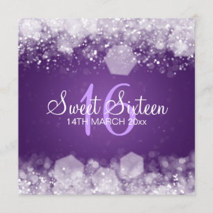 Convite Roxo Sparkling da noite do partido do doce